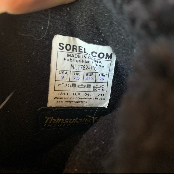 Sorel Waterfall Slip 2 Black Suede Fleece Lined Winter  Boots Women's sz 9 - Picture 7 of 9